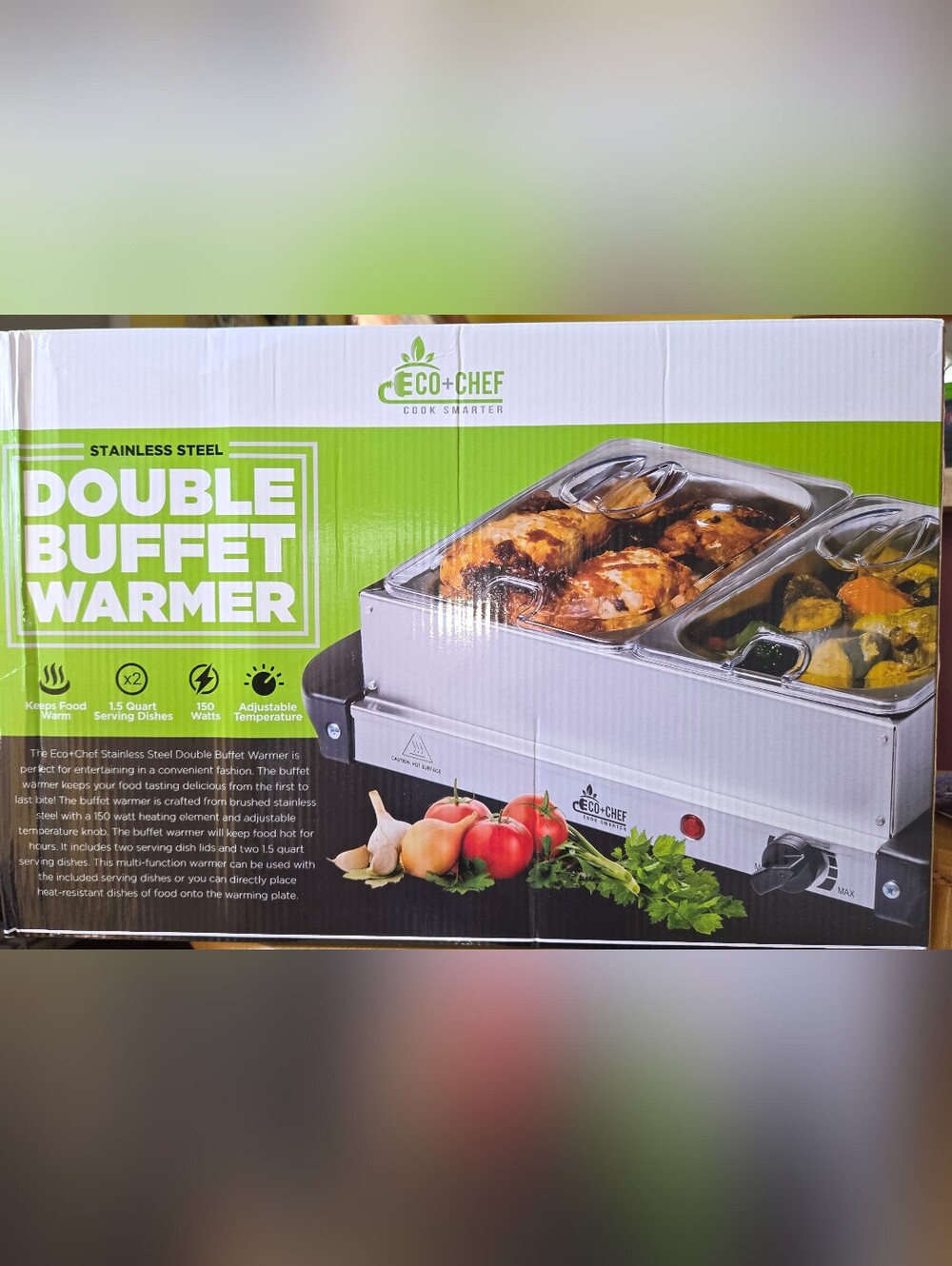 Stainless Steel Double Buffet Warmer - Silver